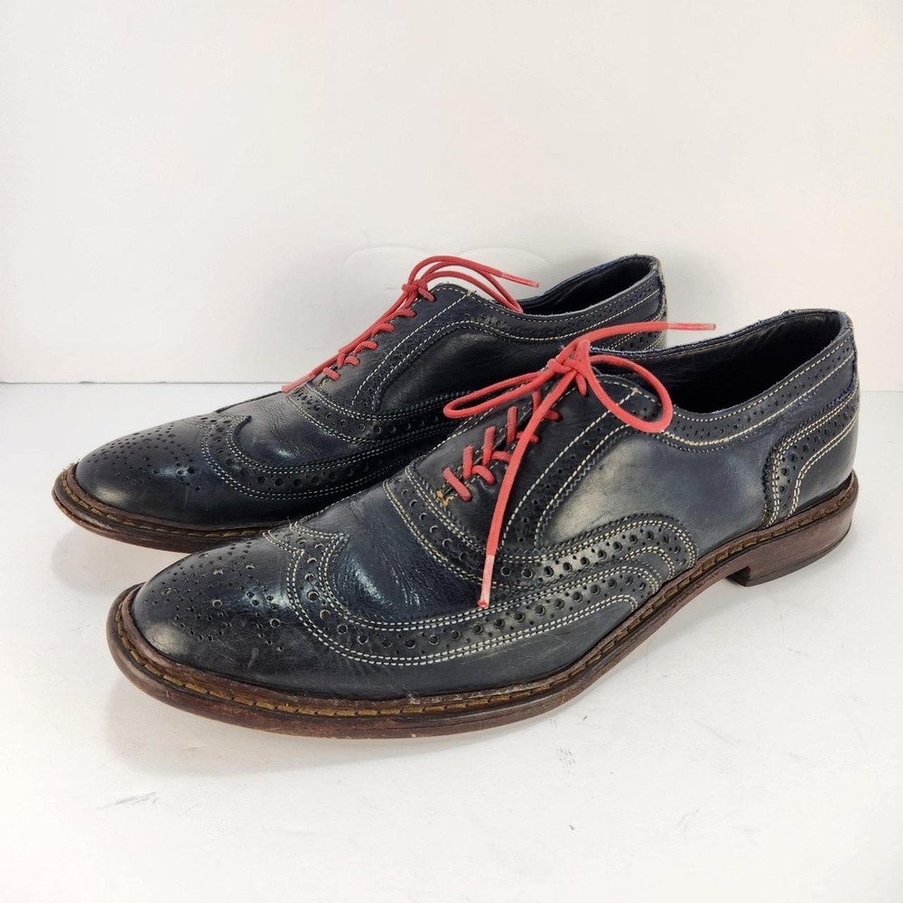 Allen Edmonds Men's 12B Wingtip Brogue Oxford Leather Dress Shoes Navy Blue